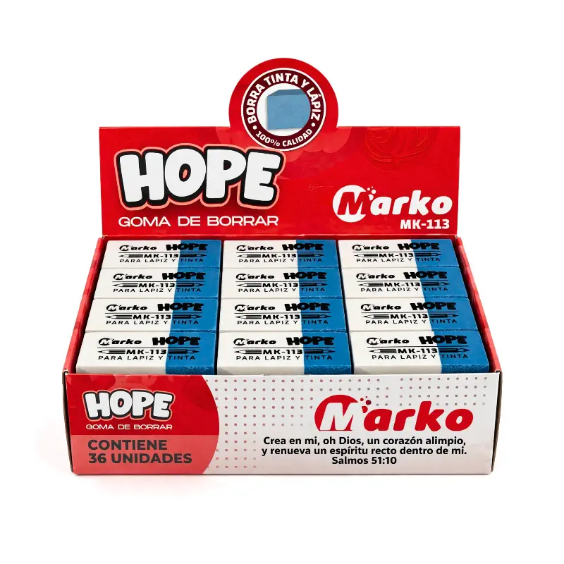 Borrador bicolor Marko Hope para tinta 36pcs