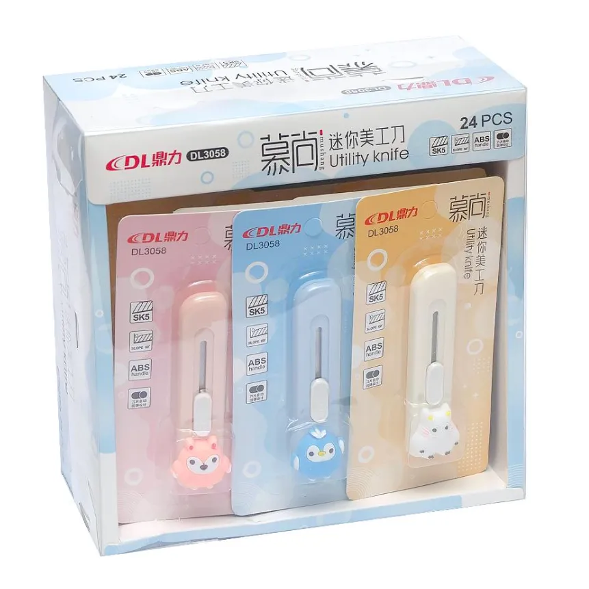 Estilete individual cajita blister, mango en forma de animalitos