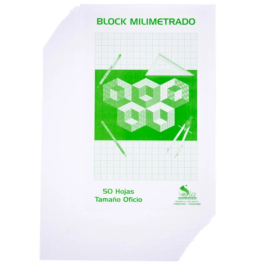 Hojas milimetradas - Oficio 50h