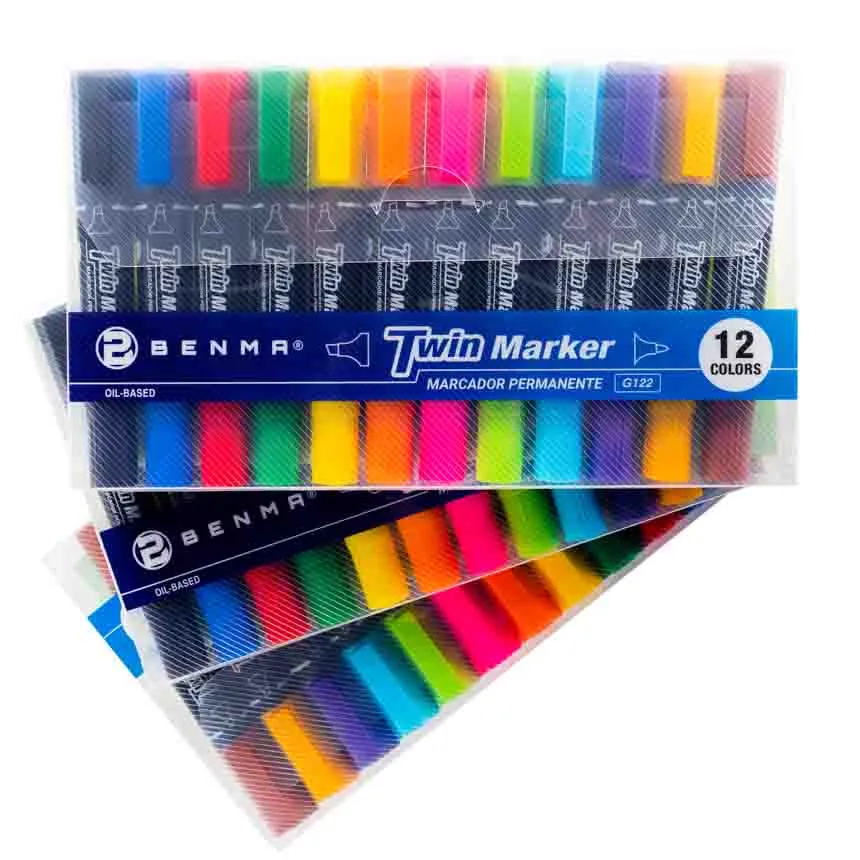Marcador Benma Permanente doble punta Twin 12 Colores