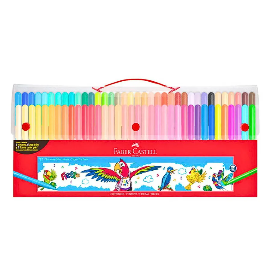 Marcador fiesta estuche plastico Faber Castell 72 colores