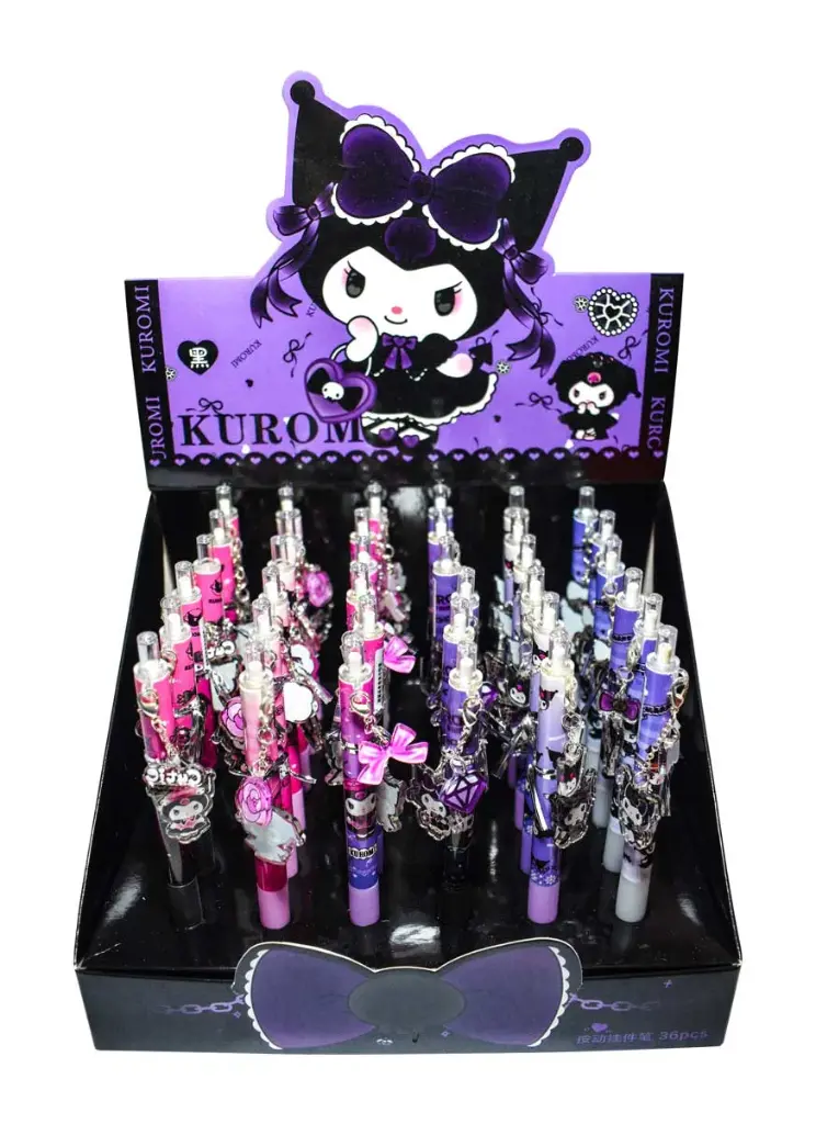 Micropunta retractil KUROMI 0.5mm con minillaveros de muñecos exhibidor 36u