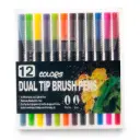 Marcador Dual Tip 1-2mm y punta pincel 12 colores