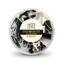 Juego de clips y chinches frasco, color blanco y negro