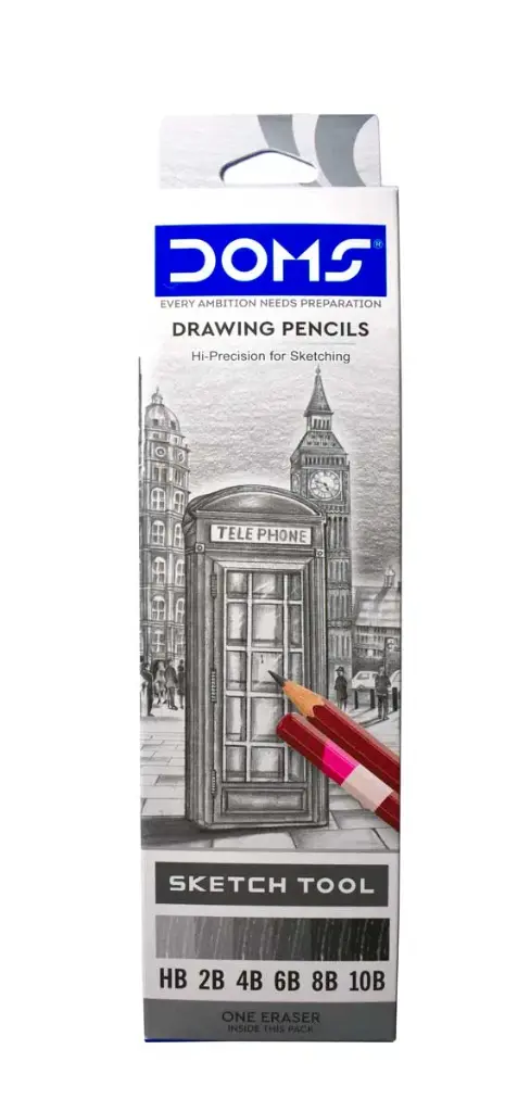 Lapiz de dibujo drawing pencils sketch tool HB, 2B, 4B, 6B, 8B y 10B DOMS cajita de 6pcs (repetido)