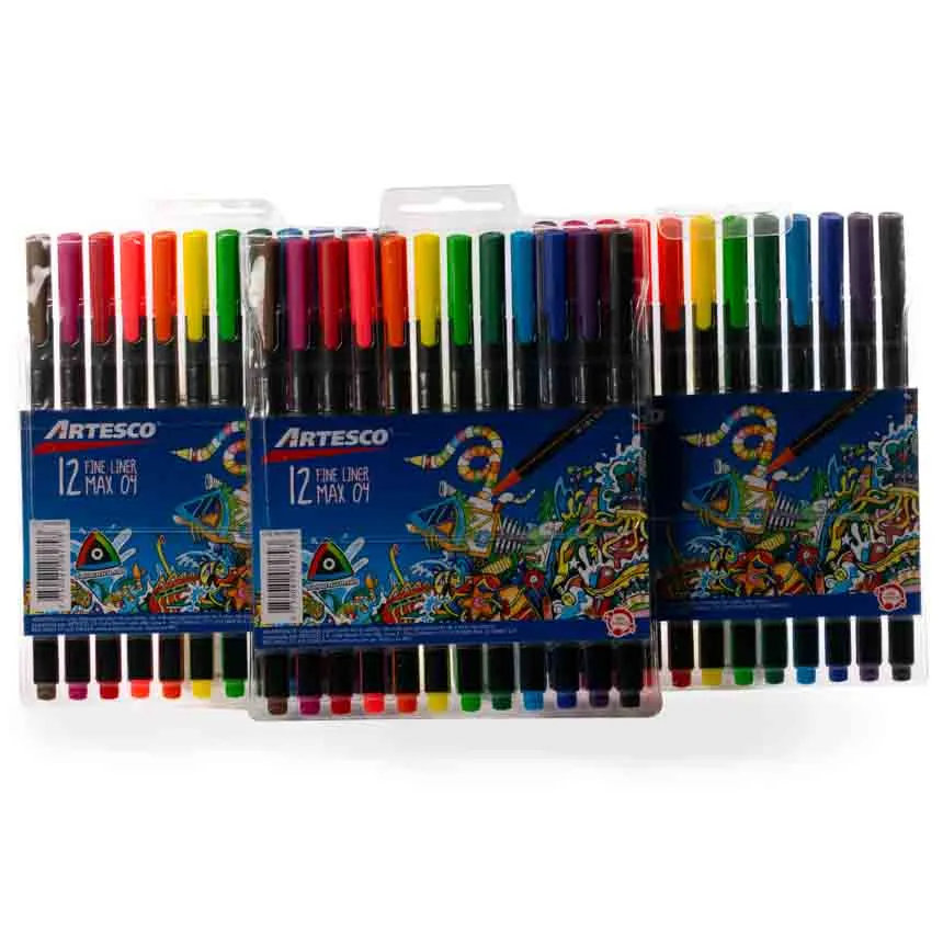 Micropunta 0.3-0.4mm Fine Liner max 04 Artesco 12 colores